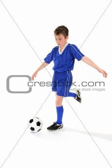 Kicking soccer ball