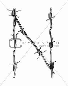 Barbed wire alphabet, N