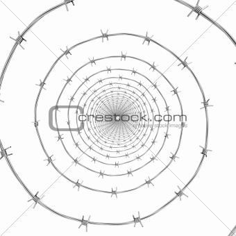 Barbed wire spiral frontal view 