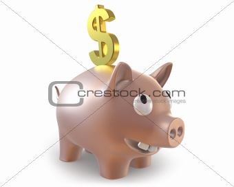 3d piggy bank with dollar symbol 