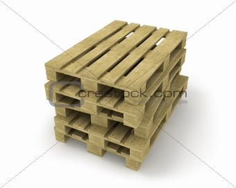 Stack of wooden pallets isolated