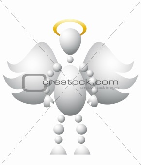 Man as saint angel with wings and golden nimbus