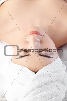 woman in spa with Towel on hair