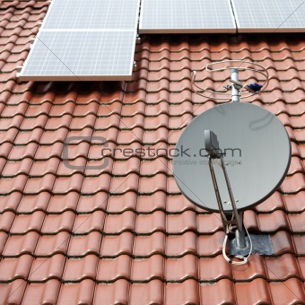 solar roof with satellite dish