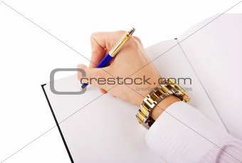 human hand with pen