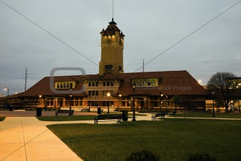 Dusk by clock tower in Springfield