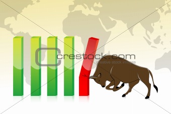business graph with bull