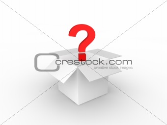 Question Mark in cardboard box
