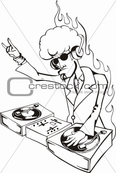 Cool DJ twisting records