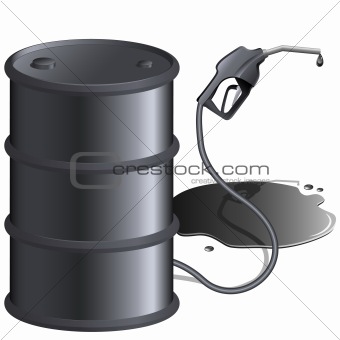 gas pump nozzle and oil barrel