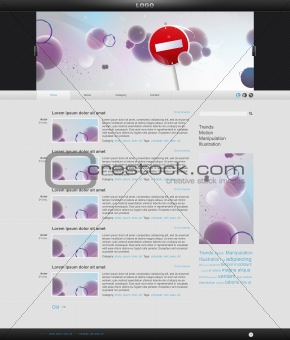 vector template site, the main blog page. EPS10 with transparency. Arial text in the curves.