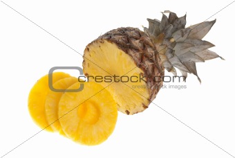 Slices and half pinapple