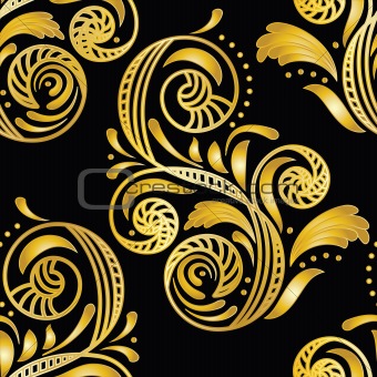 vector seamless golden floral background