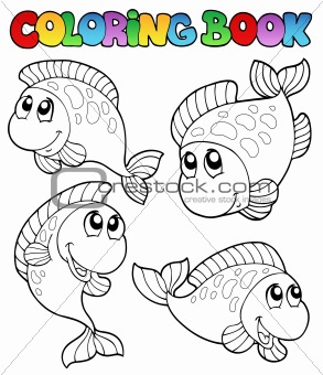 Coloring book with four fishes