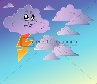 Stormy sky with cartoon clouds