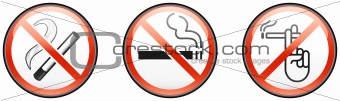 Three no smoking signs