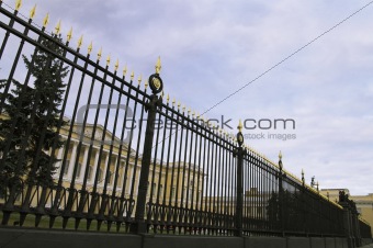 Metal Fence of Russian Museum in Saint Petersburg, Russia.