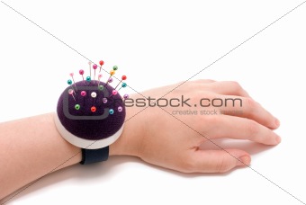pincushion on wrist