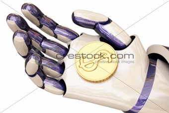 robot and coins