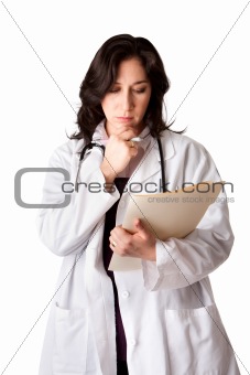 Doctor looking at patient record chart