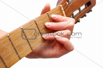 Woman plays spanish guitar