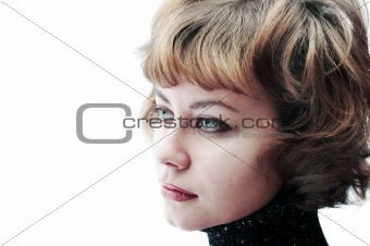 Young beautiful woman portrait in 70's look style
