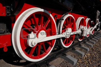Wheels of vintage locomotive