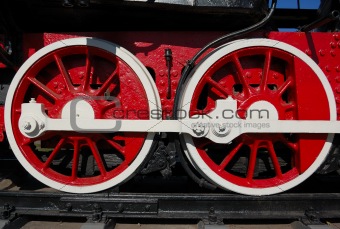 Wheels of vintage locomotive