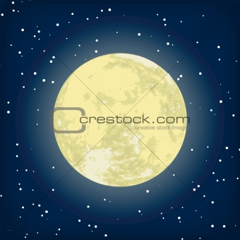 Vector image of moon in the night. EPS 8