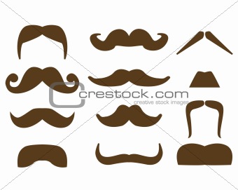 mustaches isolated over white background