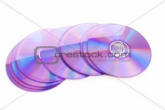 Many DVD's isolated on the white background
