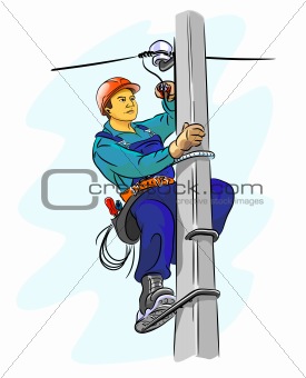 Electrician on a pylon