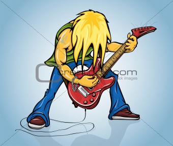 rock guitarist playing on electric guitar