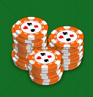 Chips for playing a poker and roulette