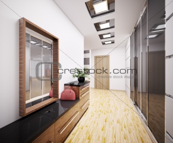 Modern vestibule interior 3d
