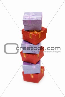 Many giftboxes isolated on the white background