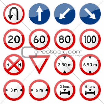 Road Sign Glossy Vector (Set 7 of 8)