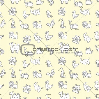 seamless cute animals pattern,vector illustration