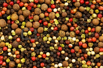 Close up selection of various pepper types
