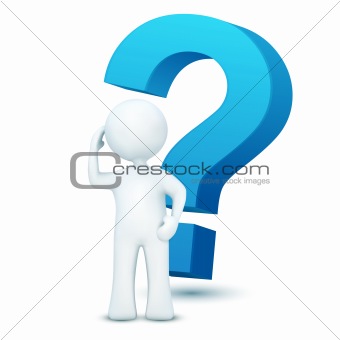 3d character with question mark