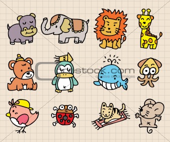 cute animal element, hand draw icon