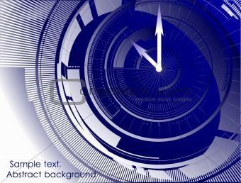 Abstract clock blue background. Vector