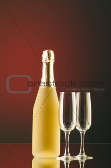 Champagne against color gradient background