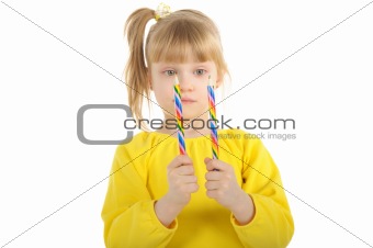 Little girl with colour pencils