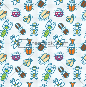 seamless cute bug pattern