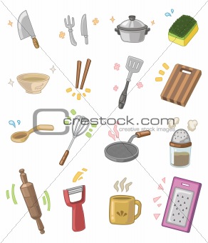cartoon kitchen utensils