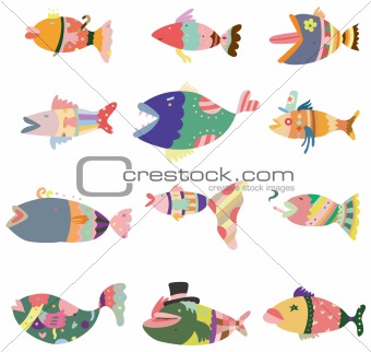 cartoon pattern fish icon
