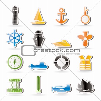 Simple Marine, Sailing and Sea Icons