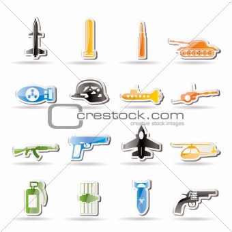 Simple weapon, arms and war icons