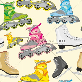 seamless pattern isolated roller and ice skates